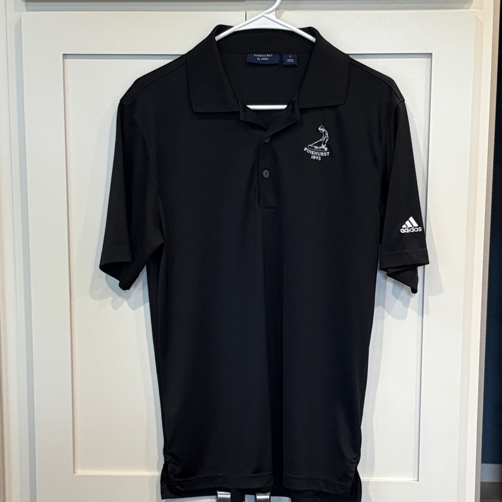 Adidas Men's Black Polo Shirt Pinehurst logo